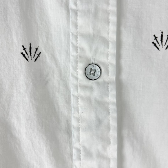 Rag & Bone Shirt Mens Small White Printed Button Down Short Sleeve - Picture 4 of 10